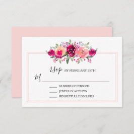 Watercolor Pink Floral Wedding RSVP Card