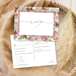 Watercolor Pink Floral Wedding RSVP Postcard Einladungspostkarte