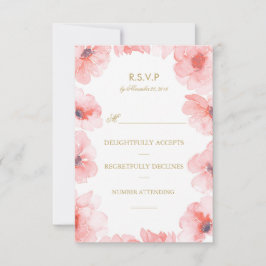 Watercolor Pink Floral Wreath Wedding Rsvp Karte
