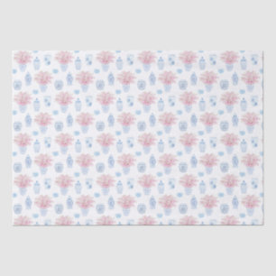 Watercolor Pink Florals Ginger Jar Chinoiserie Seidenpapier