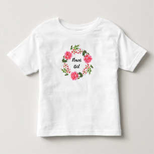 Watercolor Pink Flowers Wreath Circle Kleinkind T-shirt