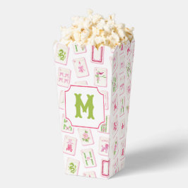 Watercolor Pink & Green Bow Mahjong Tiles Monogram Geschenkschachtel