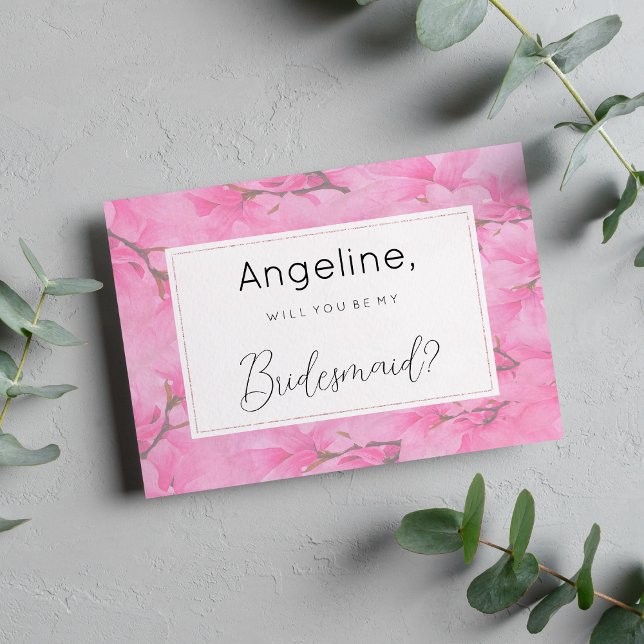 Watercolor pink green orchid flowers Bridesmaid Einladung (Watercolor pink green orchid flowers Bridesmaid )