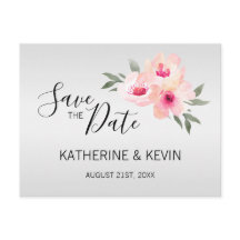 Watercolor Pink Grey Floral Hochzeit SPEICHERN DAS