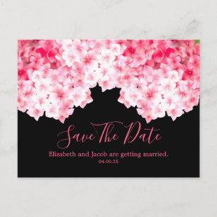 Watercolor Pink Hydrangea Save the Date Postkarte