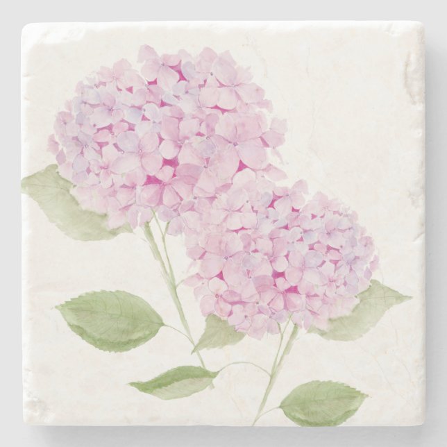 Watercolor Pink Hydrangea Steinuntersetzer (Vorderseite)