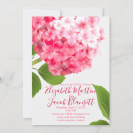 Watercolor Pink Hydrangea Virtual Wedding Einladung