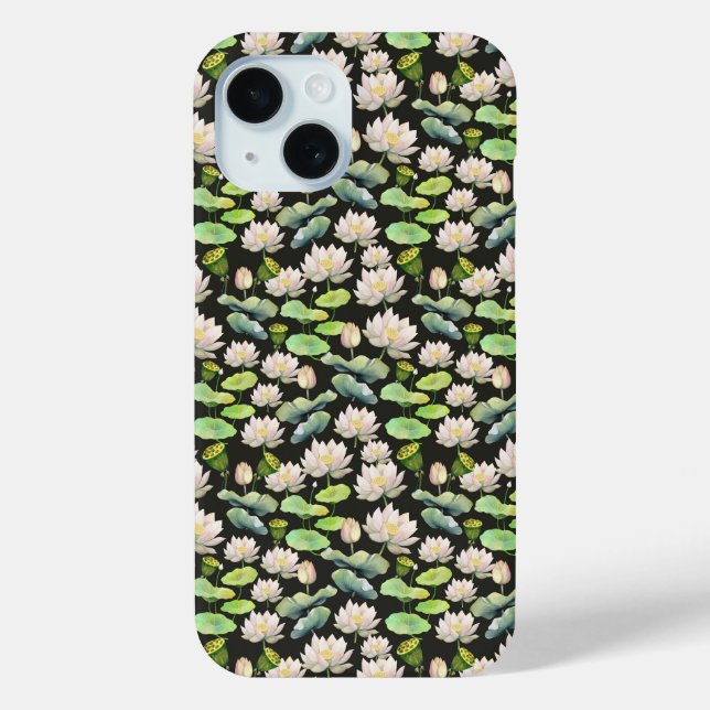  Watercolor Pink Lotus Seamless Pattern Case-Mate iPhone Hülle (Rückseite)