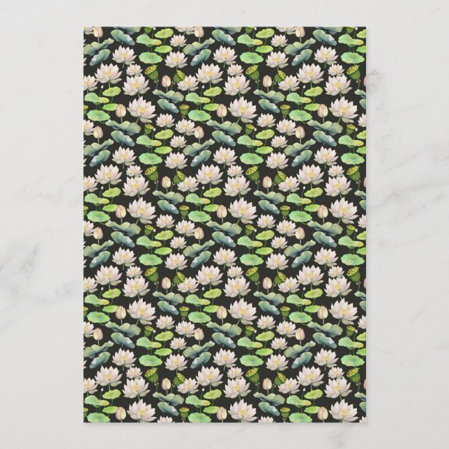 Watercolor Pink Lotus Seamless Pattern Einladung (Vorderseite)