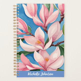 Watercolor Pink Magnolia Moderne Kunst, Dichtung u Planer