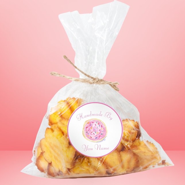 Watercolor Pink Mattiert Sugar Cookie Exchange Runder Aufkleber (Von Creator hochgeladen)