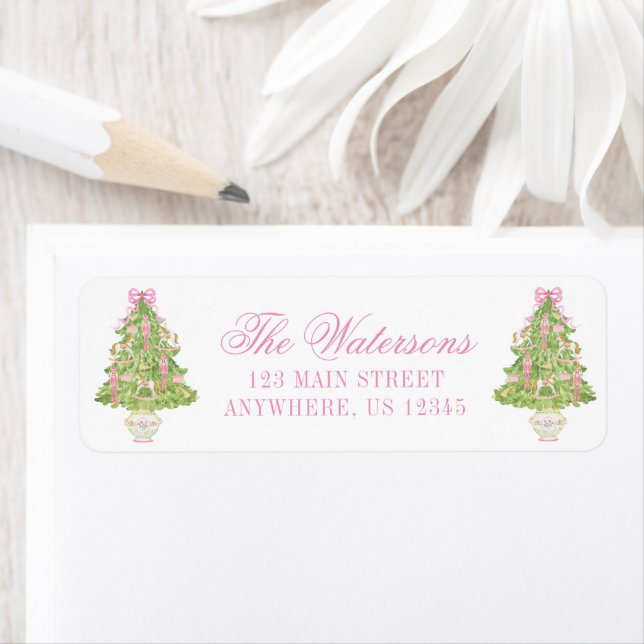 Watercolor Pink Nutcracker Weihnachtsbaumadresse (Insitu)