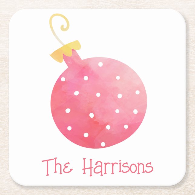 Watercolor Pink Ornament Weihnachtspapier Unterset Rechteckiger Pappuntersetzer (Vorderseite)