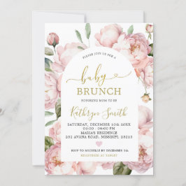 Watercolor Pink Peony Floral Arch Baby Brunch Einladung