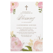 Watercolor Pink Peony Floral Baby Segen einladen