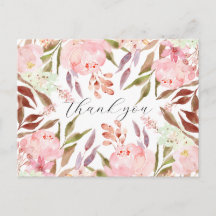 Watercolor Pink Peony Floral Vielen Dank