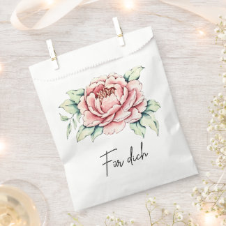 Watercolor Pink Peony Gift Bag Geschenktütchen