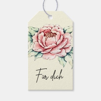 Watercolor Pink Peony Gift Tag Geschenkanhänger