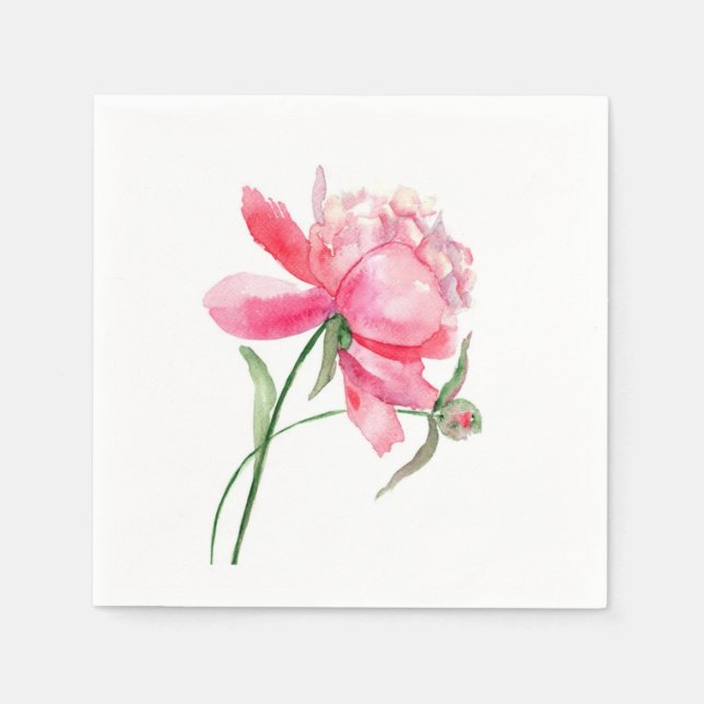 WATERCOLOR Pink PEONY Napkins Serviette (Vorderseite)