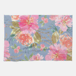 Watercolor Pink Peony Pattern Geschirrtuch