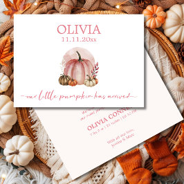 Watercolor Pink Pumpkin Baby Girl Announcement Ankündigung