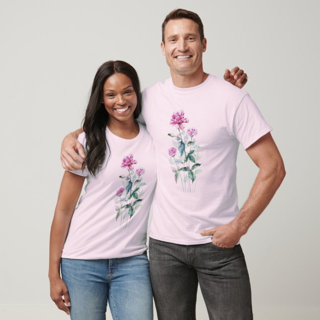 Watercolor Pink Rose Floral T-Shirt (Unisex)