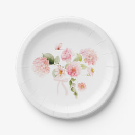 Watercolor Pink Roses Hydrangea Funeral  Pappteller