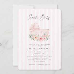 Watercolor Pink Santa Baby Weihnachtsdusche Einladung