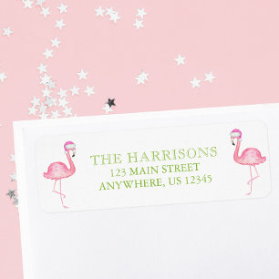 Watercolor Pink Santa Flamingo Weihnachtsansprache