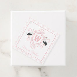 Watercolor Pink Stork Bow Monogram Crest Geschenkanhänger
