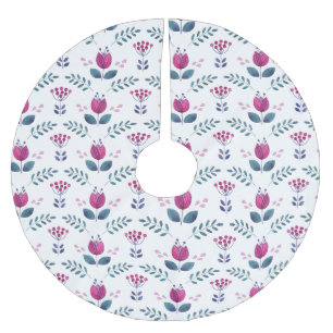 Watercolor Pink Tulip Design Polyester Weihnachtsbaumdecke