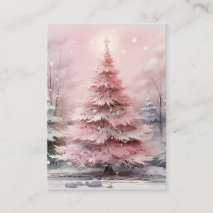 Watercolor Pink Weihnachtsbaum Szene Visitenkarte
