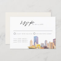 Watercolor Pittsburgh Skyline RSVP-Karte