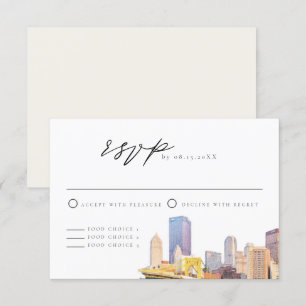 Watercolor Pittsburgh Skyline RSVP-Karte Einladung