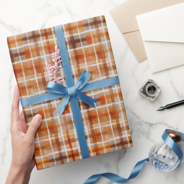 Watercolor Plaid for Fall Business Packaging Geschenkpapier (Schenken)