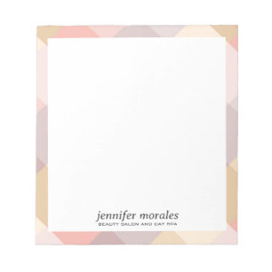 Watercolor Plaid warm palette monogram Notizblock