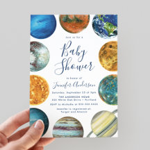Watercolor Planets Solar System Babydusche