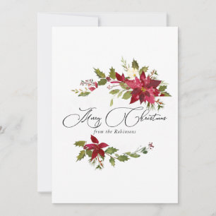 Watercolor Poinsettia Foto Feiertagskarte