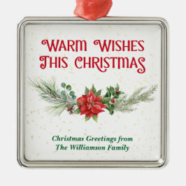 Watercolor Poinsettia Holly Bouquet Christmas Ornament Aus Metall