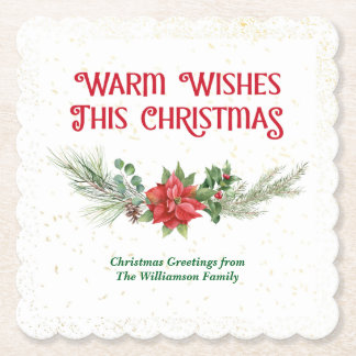 Watercolor Poinsettia Holly Bouquet Christmas Untersetzer