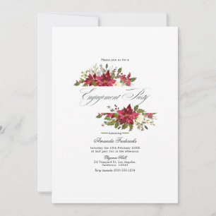 Watercolor Poinsettia & Holly Christmas Verlobung Einladung