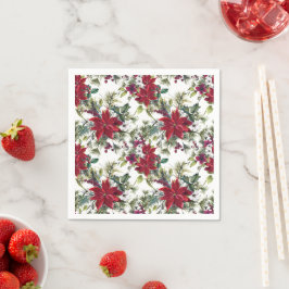 Watercolor Poinsettia Pattern  Serviette