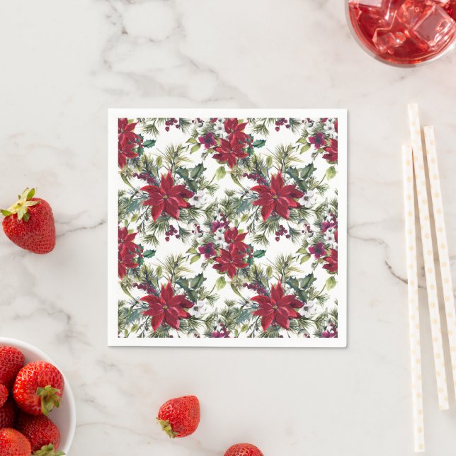 Watercolor Poinsettia Pattern  Serviette (Beispiel)