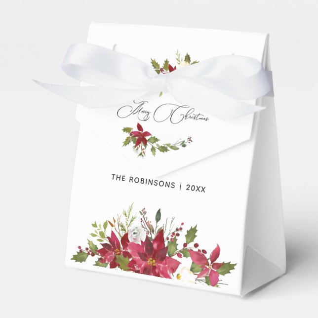 Watercolor Poinsettia Weihnachten Geschenkschachtel (Vorderseite)