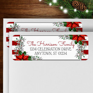 Watercolor Poinsettia Weihnachtsadressen Labels