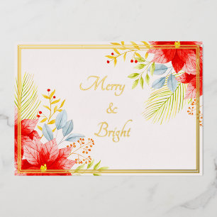 Watercolor-Poinsettien mit individuellem Folienprä Folien Feiertagskarte