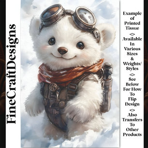Watercolor Polar Bear Cub Explorer CD9 Decoupage Seidenpapier