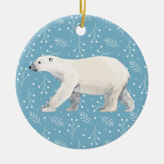 Watercolor Polar Bear Weihnachtsbaum Keramik Ornament (Vorne)