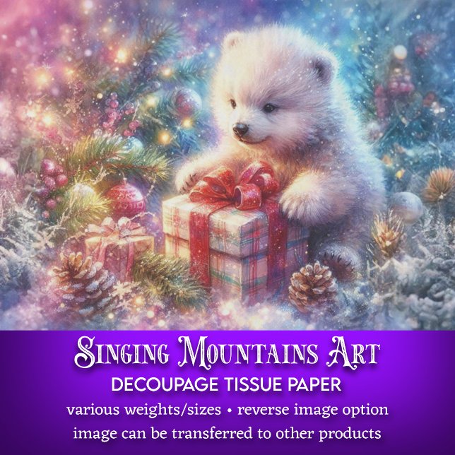 Watercolor Polar Bear Weihnachtsgeschenk Dekoupage Seidenpapier (Von Creator hochgeladen)