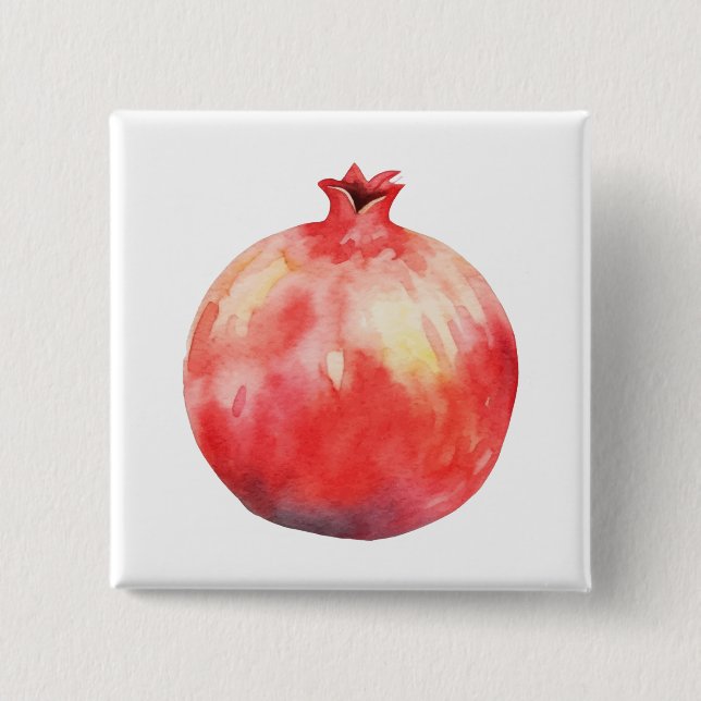 Watercolor Pomegranate Button (Vorderseite)